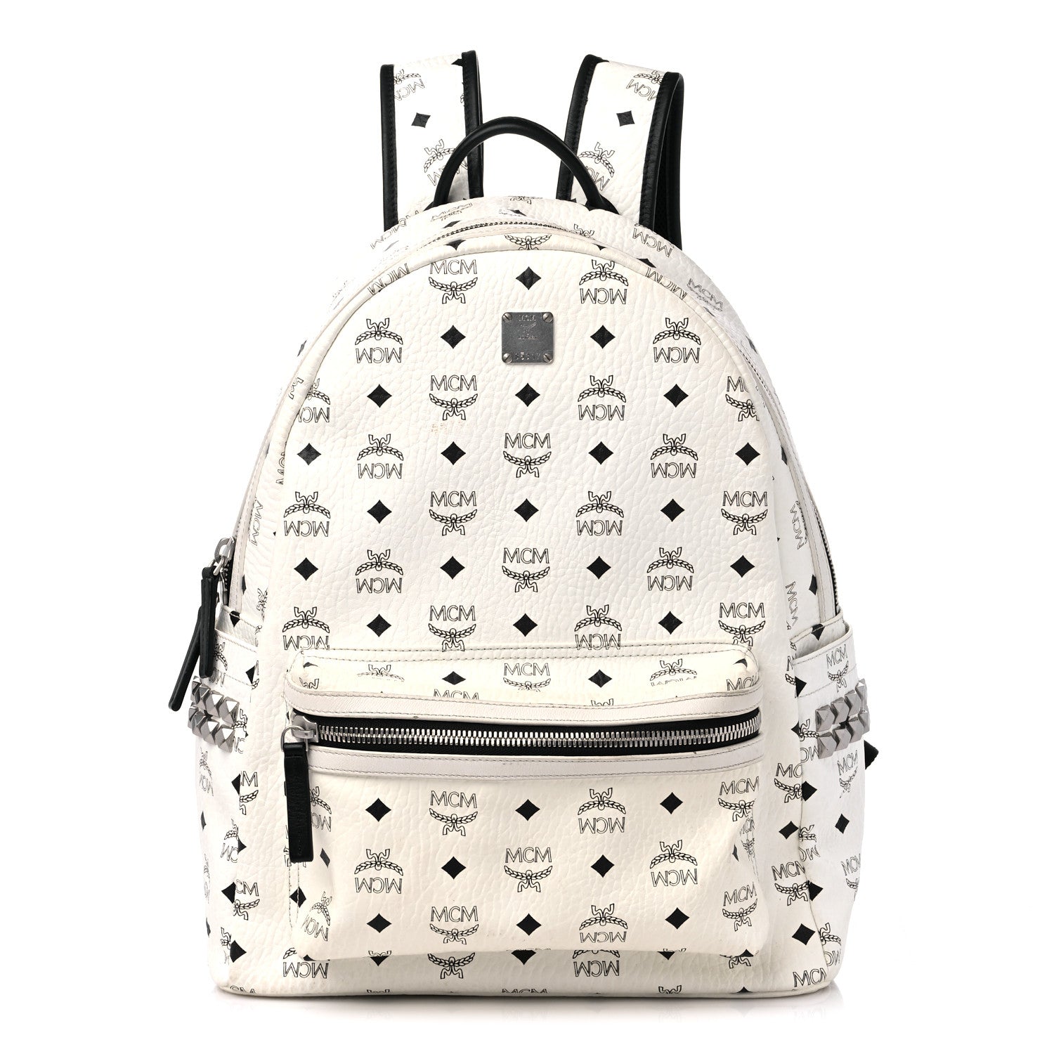 MCM Visetos Medium Side Studs Stark Backpack White 1 of 15