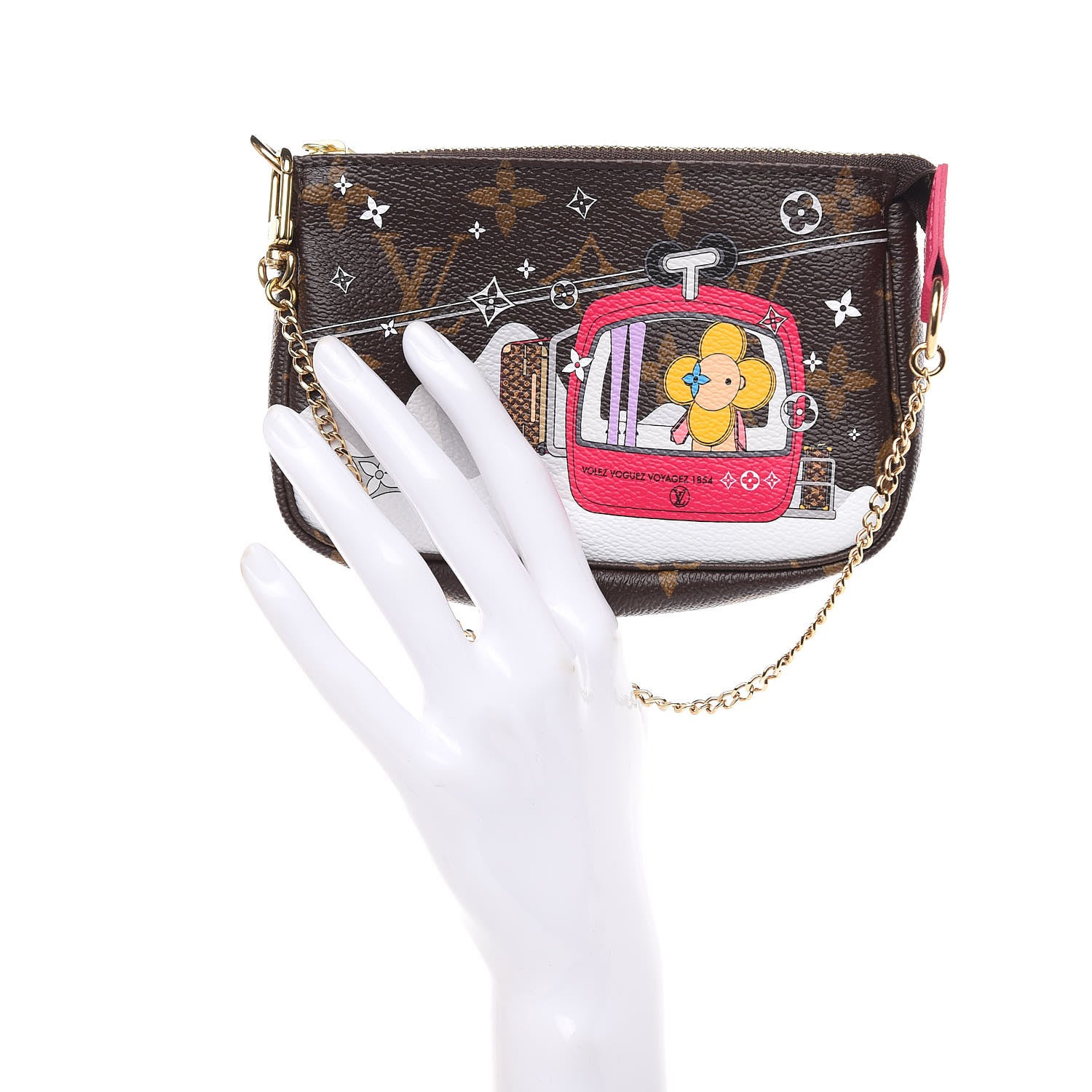 Louis Vuitton Monogram 2019 Christmas Animation Mini Courchevel Pochette Accessories Fuchsia 2 of 10