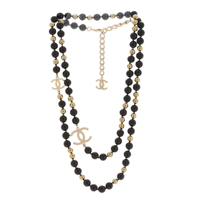 Chanel Beaded CC Long Necklace Black Gold 3 of 5