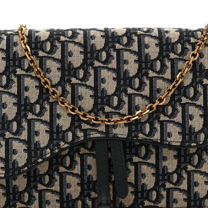 Christian Dior Oblique Saddle Chain Pouch Blue 8 of 10