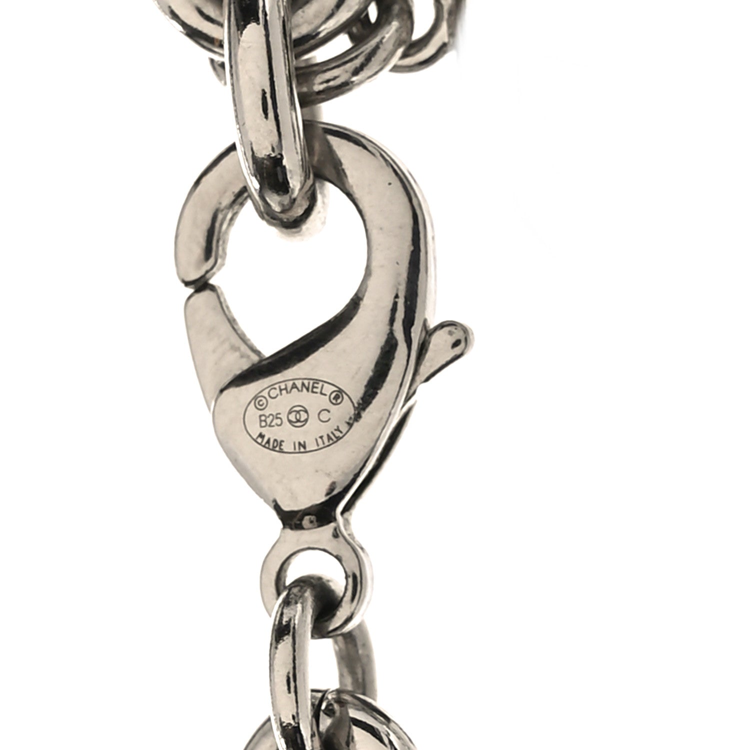 Chanel Metal Strass Chain Link Necklace Silver 4 of 5