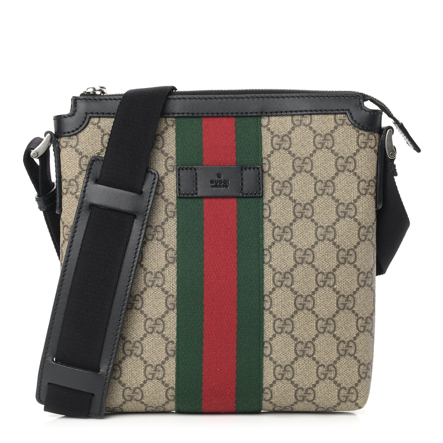 GG Supreme Monogram Web Messenger Bag Black
