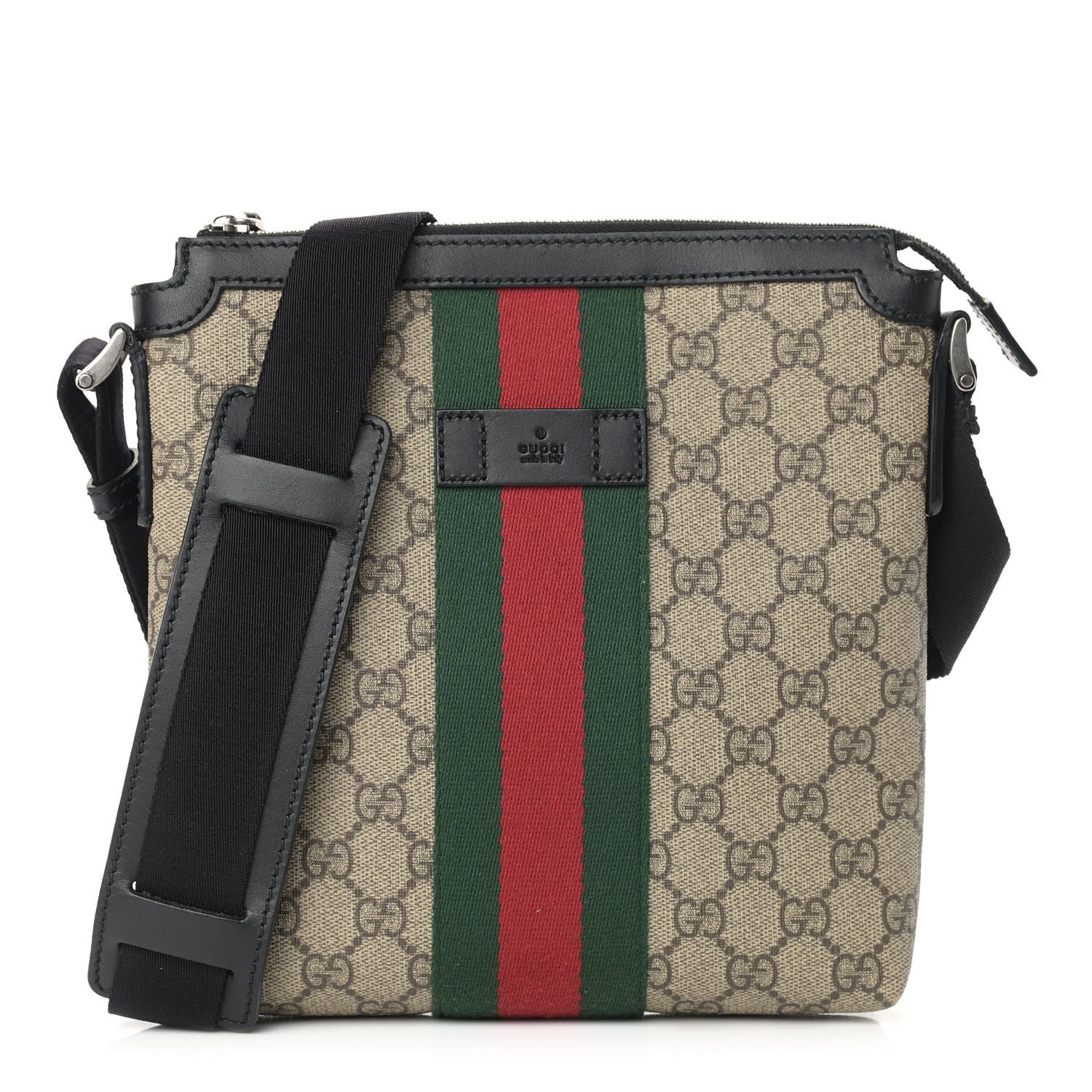 Gucci GG Supreme Monogram Web Messenger Bag Black 1 of 16