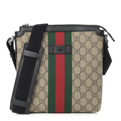 Gucci GG Supreme Monogram Web Messenger Bag Black 1 of 16