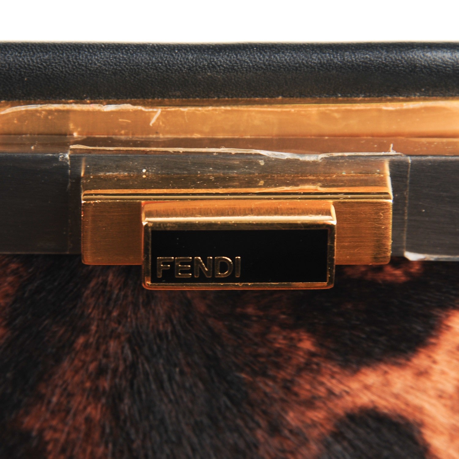 Fendi Calfskin Calf Hair Leopard Print Large Peekaboo Iconic Satchel Black 7 of 11