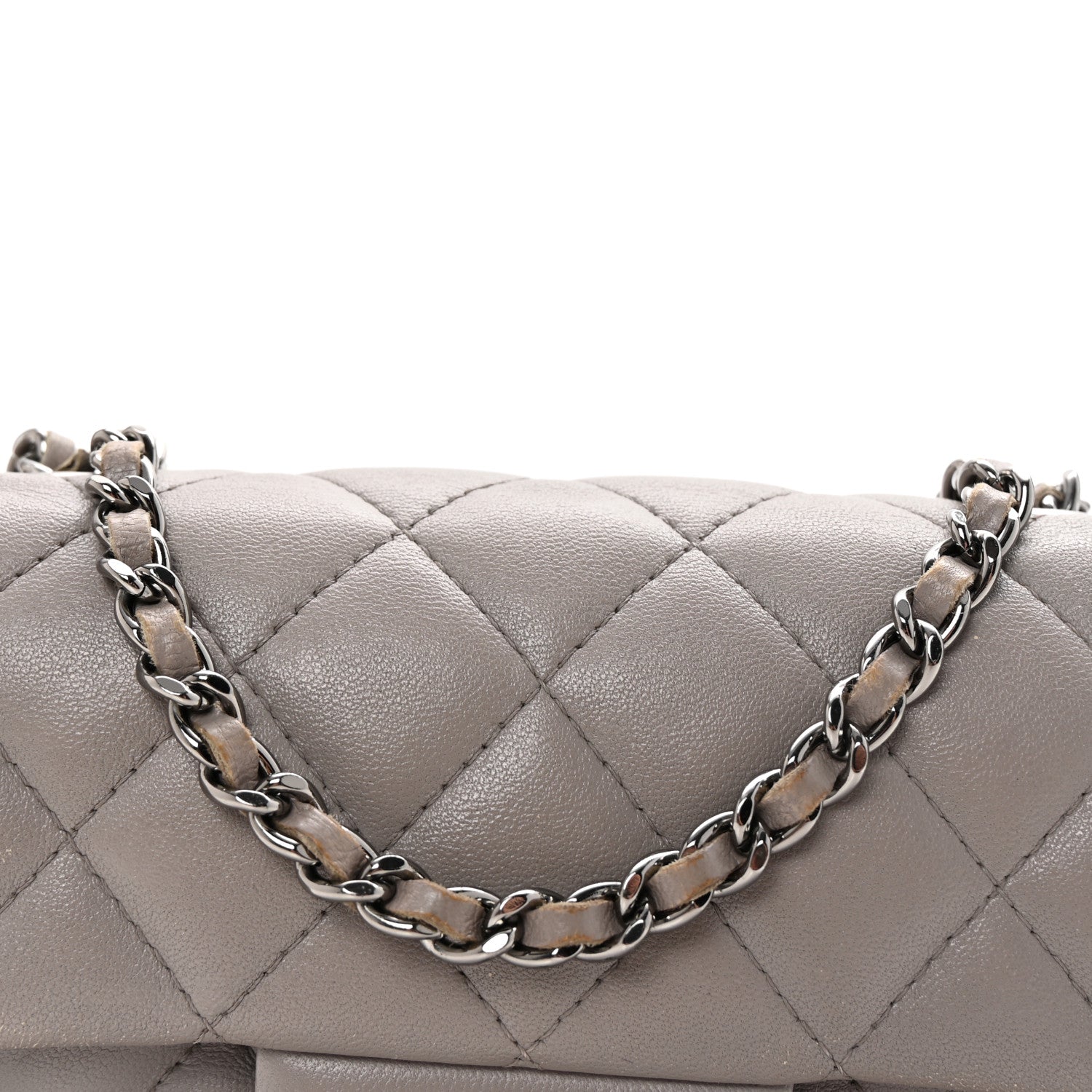 Chanel Lambskin Quilted Extra Mini Rectangular Flap Grey 8 of 10