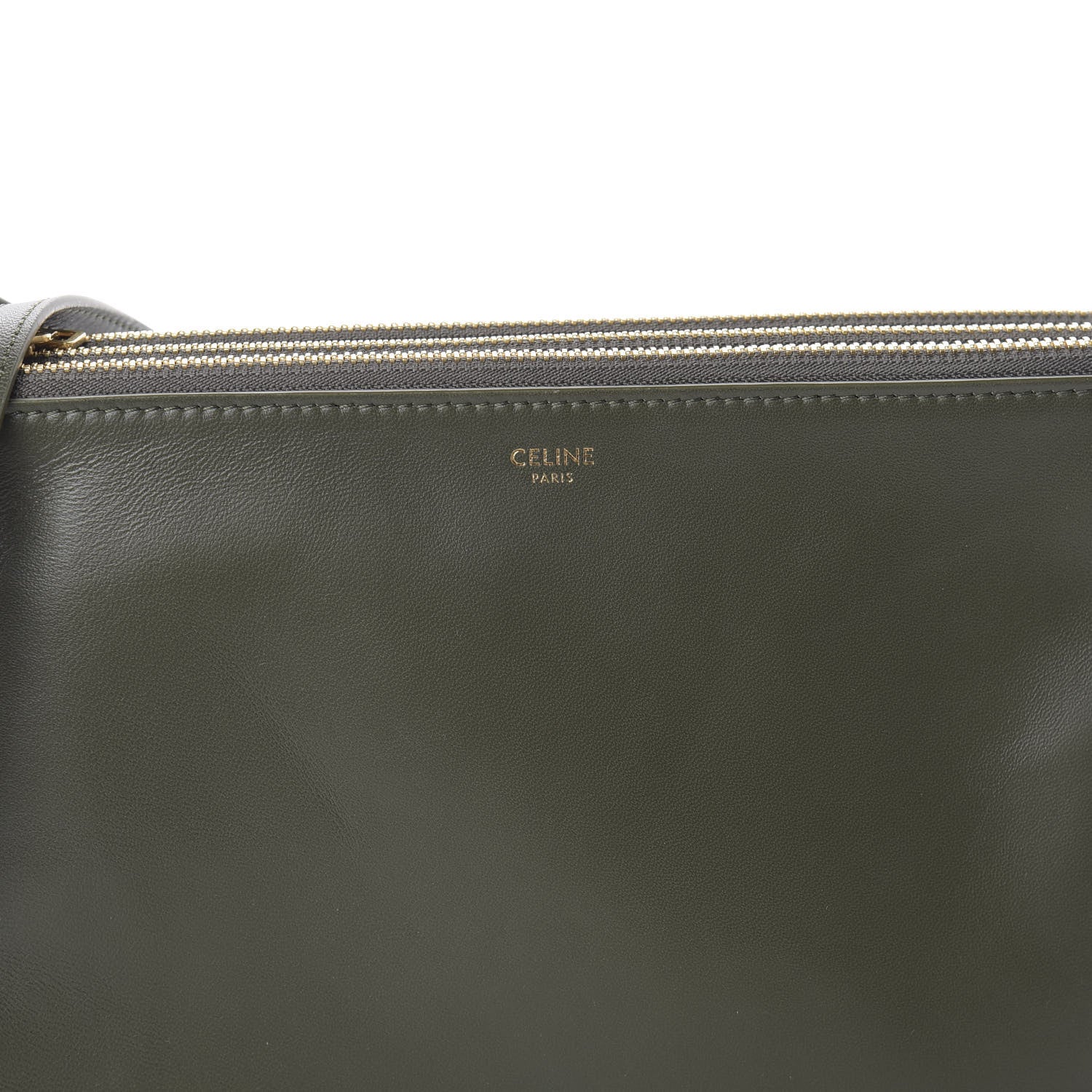 Celine Lambskin Large Trio Crossbody Bag Army Green 8 of 10