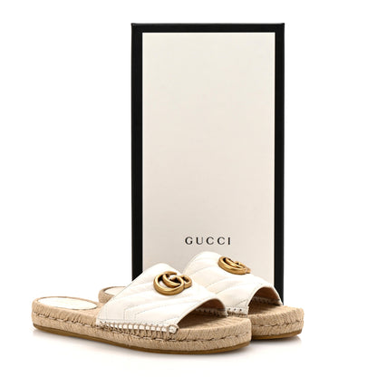 Gucci Nappa Matelasse GG Marmont Espadrille Slide Sandals 36.5 Great White 9 of 9