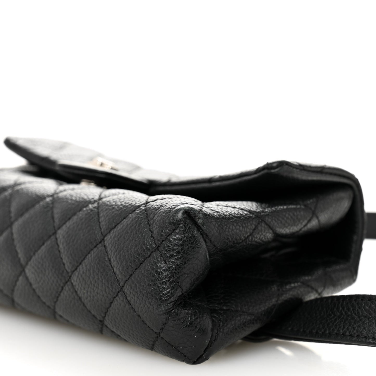 Grained Calfskin Quilted 2.55 Reissue Flap Belt Bag Clutch Black