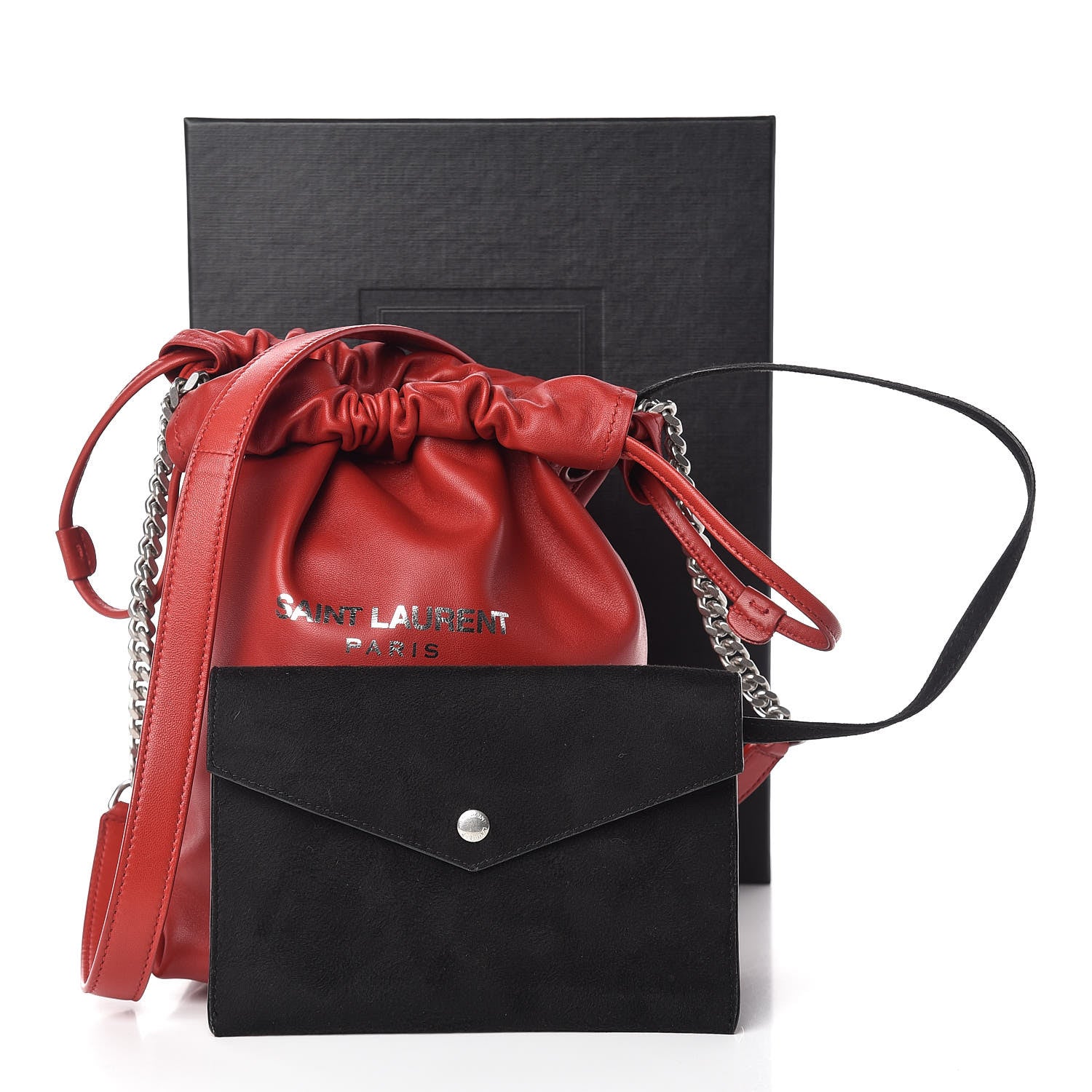 Saint Laurent Lambskin Small Teddy Bucket Bag Red 12 of 12