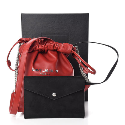 Saint Laurent Lambskin Small Teddy Bucket Bag Red 12 of 12
