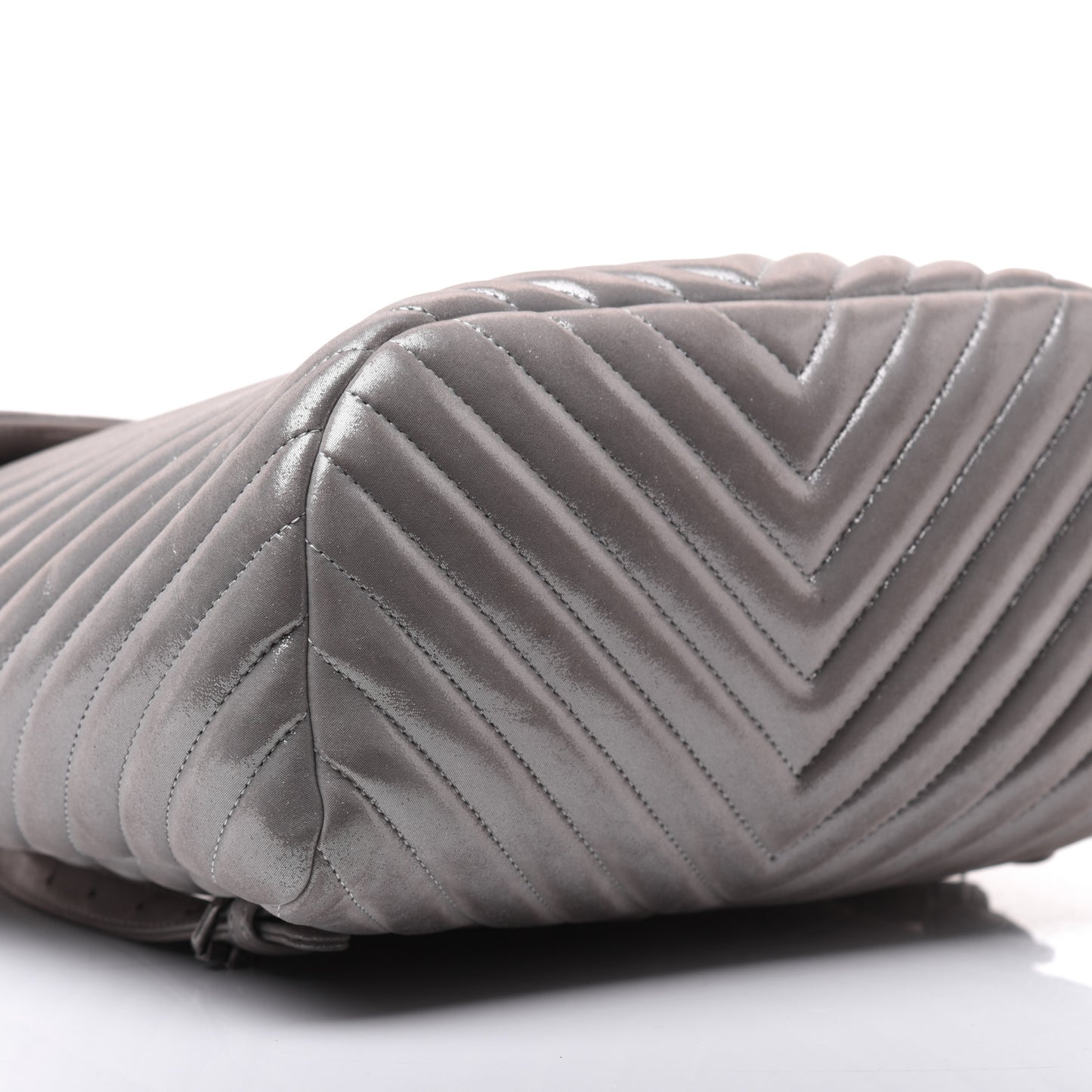 Metallic Calfskin Chevron Quilted Small Urban Spirit Backpack Silver