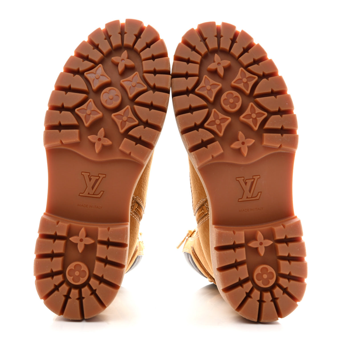 Louis Vuitton X TIMBERLAND Grained Calfskin Monogram Mens Ranger Boots 8.5 Wheat 6 of 12