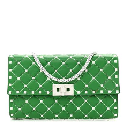 Valentino Garavani Lambskin Free Rockstud Spike Wallet On Chain Peppermint 1 of 12