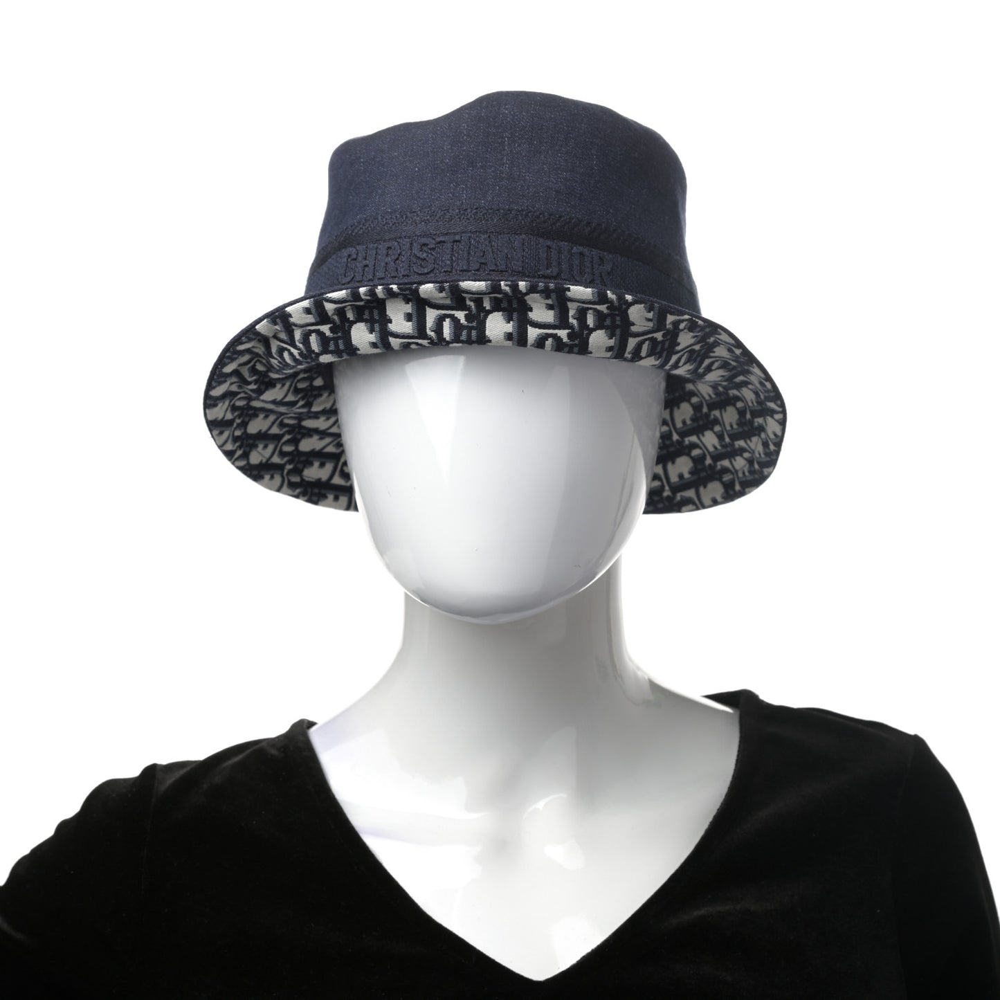 Denim Oblique Small Brim Bucket Hat 58 Blue