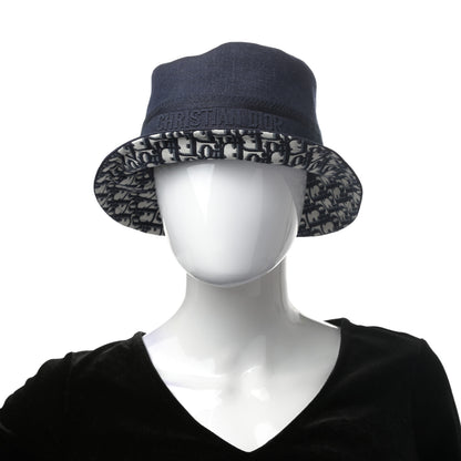 Christian Dior Denim Oblique Small Brim Bucket Hat 58 Blue 2 of 8