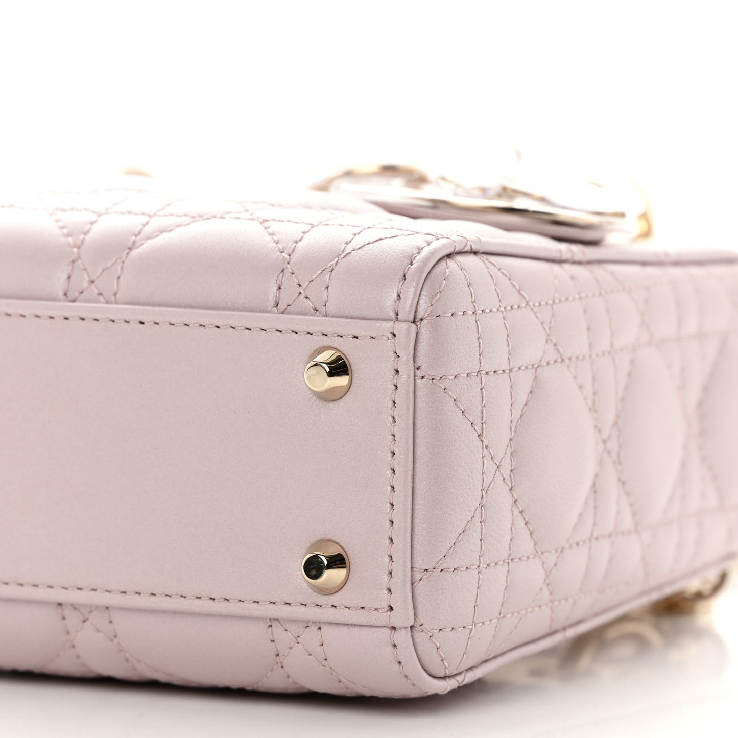 Metallic Lambskin Cannage Mini Lady Dior Lotus