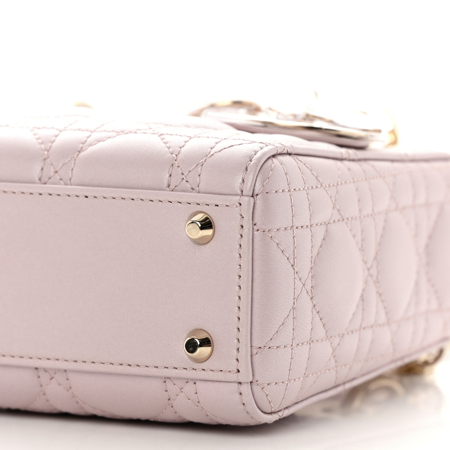 Christian Dior Metallic Lambskin Cannage Mini Lady Dior Lotus 10 of 11
