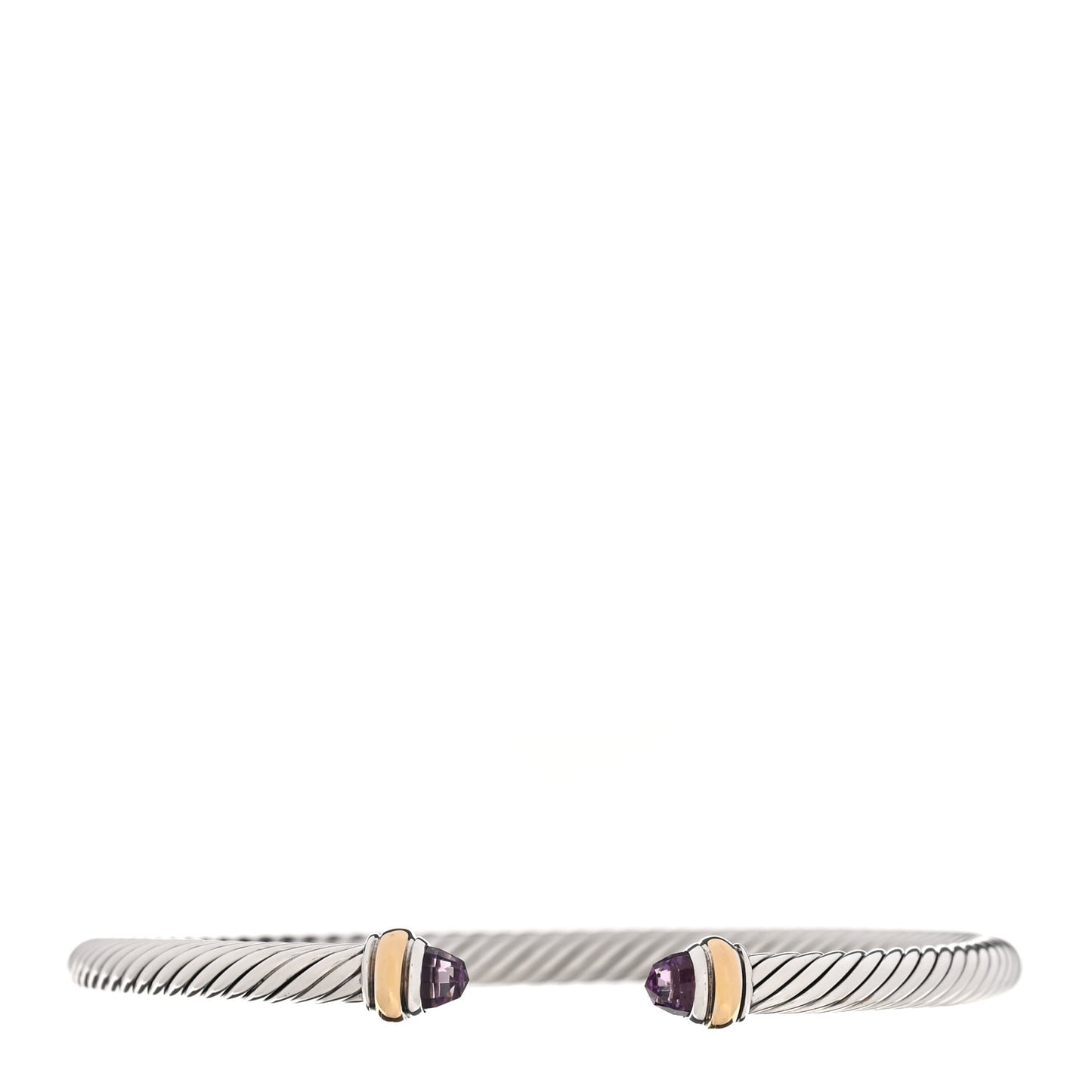 Sterling Silver 18K Yellow Gold Amethyst 4mm Cable Classics Bracelet