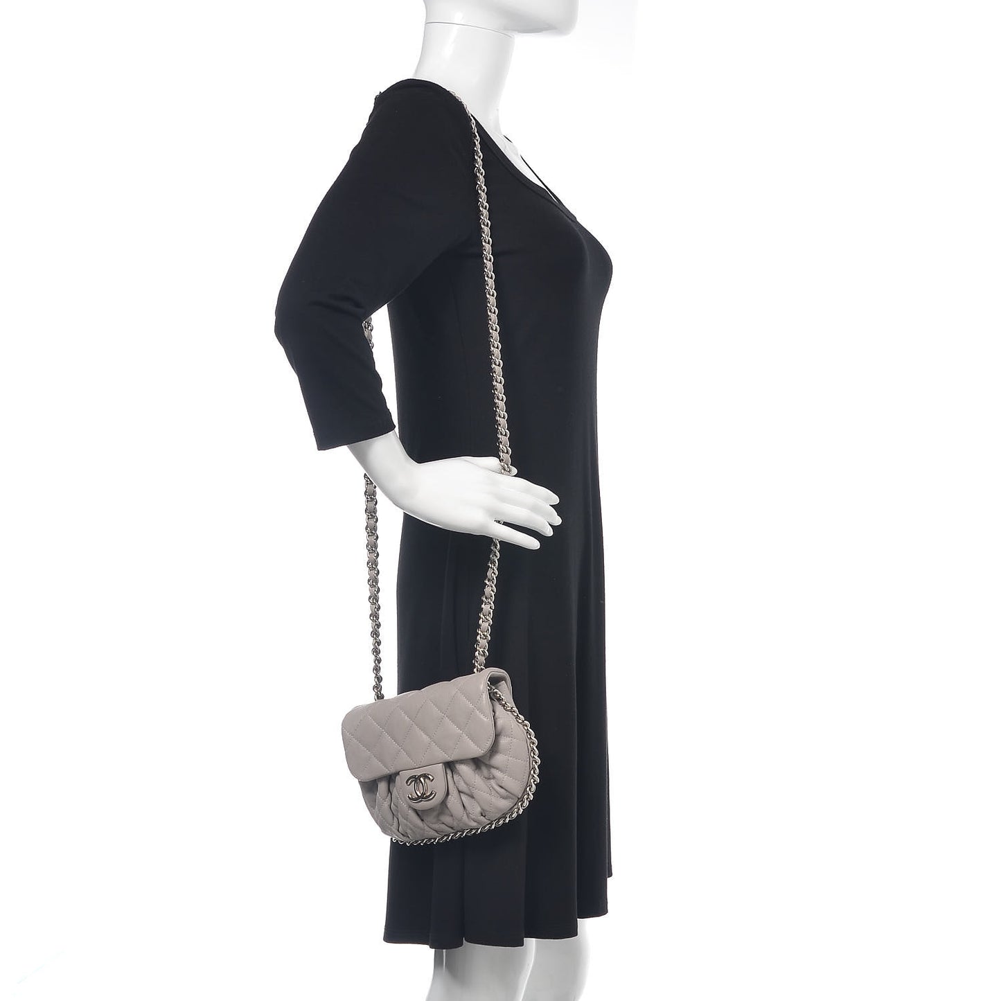 Washed Lambskin Quilted Mini Chain Around Messenger Grey