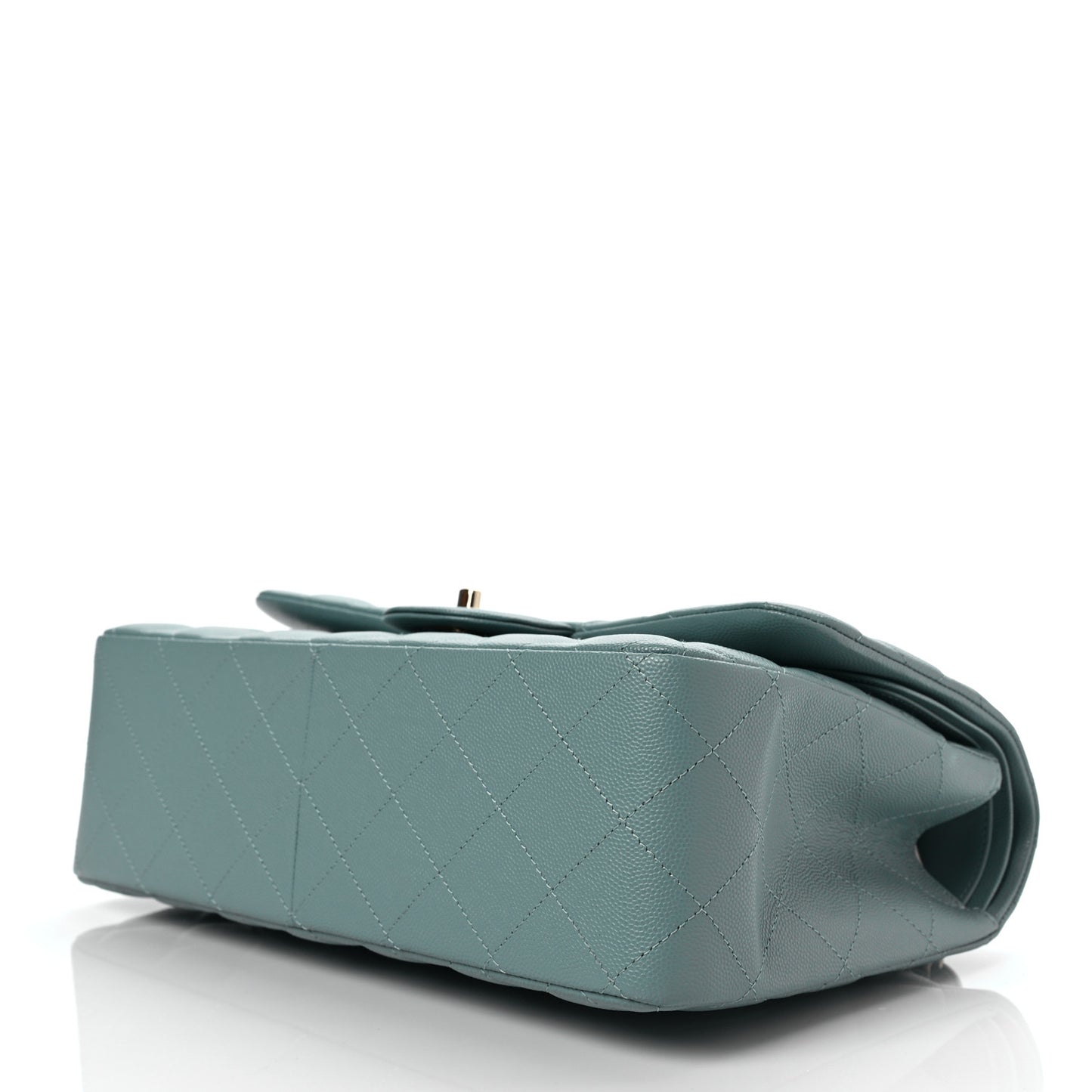 Caviar Quilted Jumbo Double Flap Dark Green