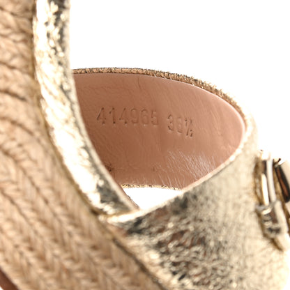 Gucci Galassia Horsebit Platform Espadrille Wedge Sandals 36.5 Platino 8 of 11