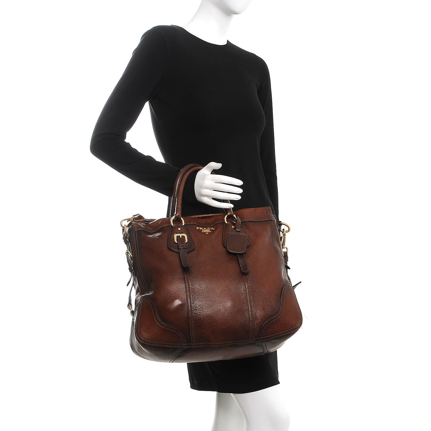 Prada Cervo Antik Shoulder Bag Cacao 3 of 9