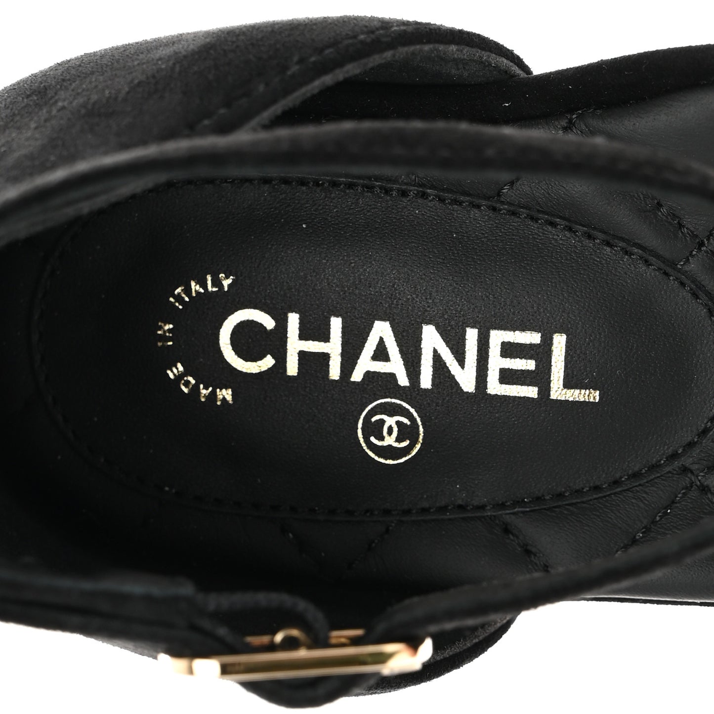 Suede Grosgrain Cap Toe CC Mary Jane Flats 37 Black