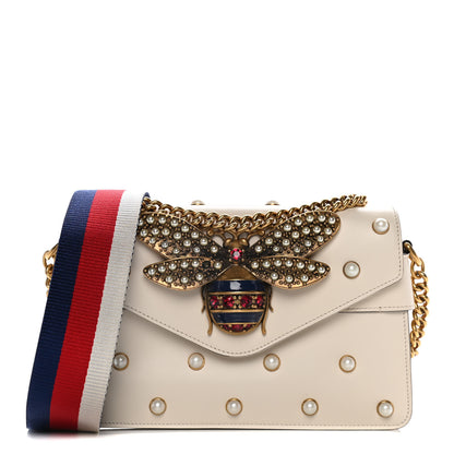 Gucci Nappa Pearl Studded Mini Queen Margaret Broadway Shoulder Bag Mystic White 1 of 10