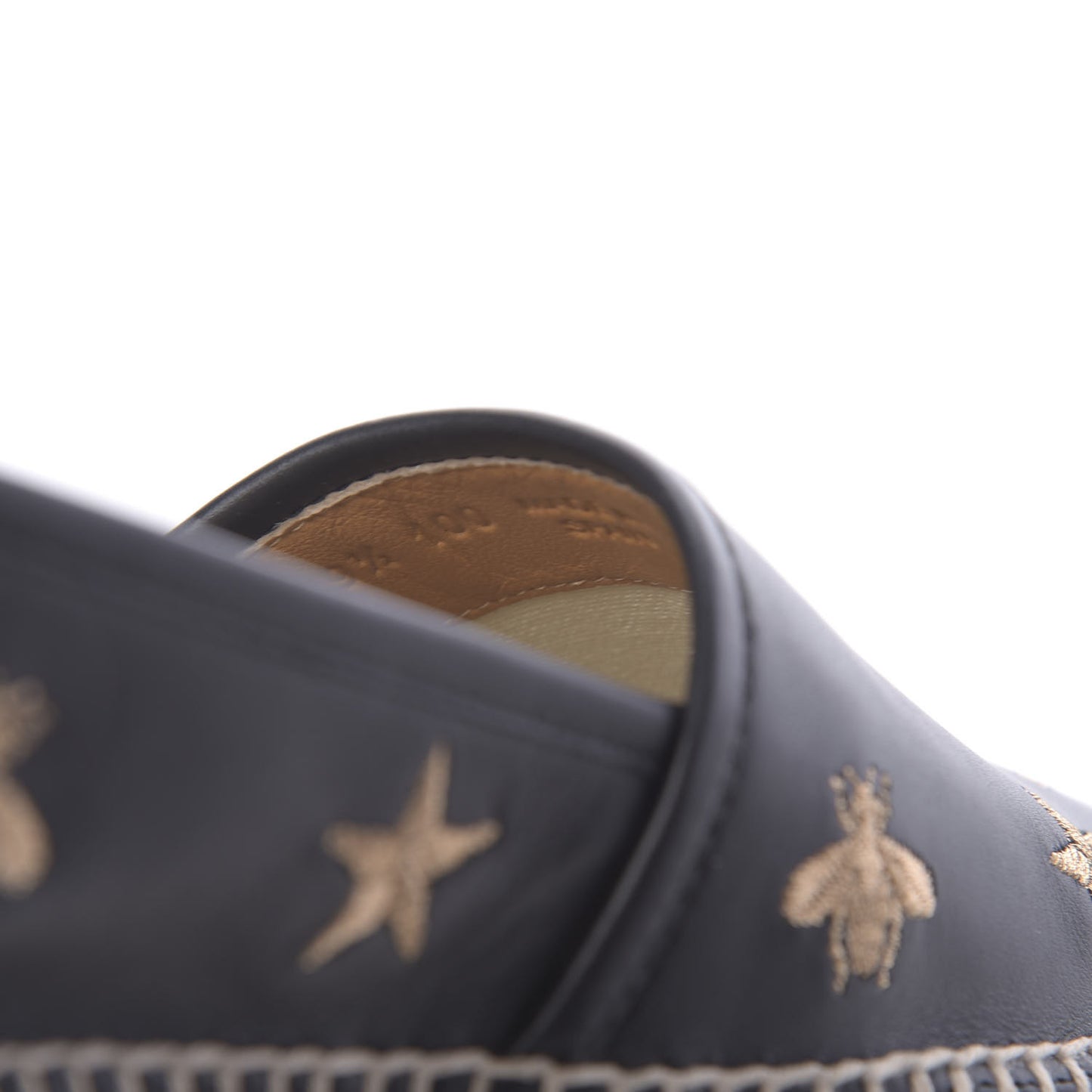 Calfskin Bee Star Embroidered Espadrilles 39.5 Black