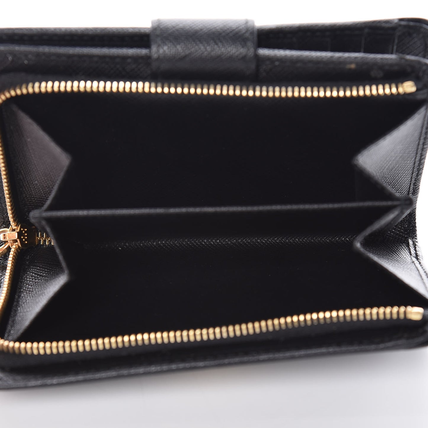 Saffiano Compact Triangle Wallet Black