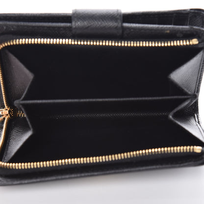 Prada Saffiano Compact Triangle Wallet Black 7 of 15