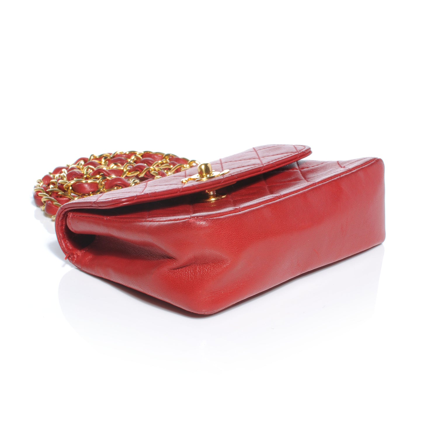 Lambskin Quilted Extra Mini Flap Red