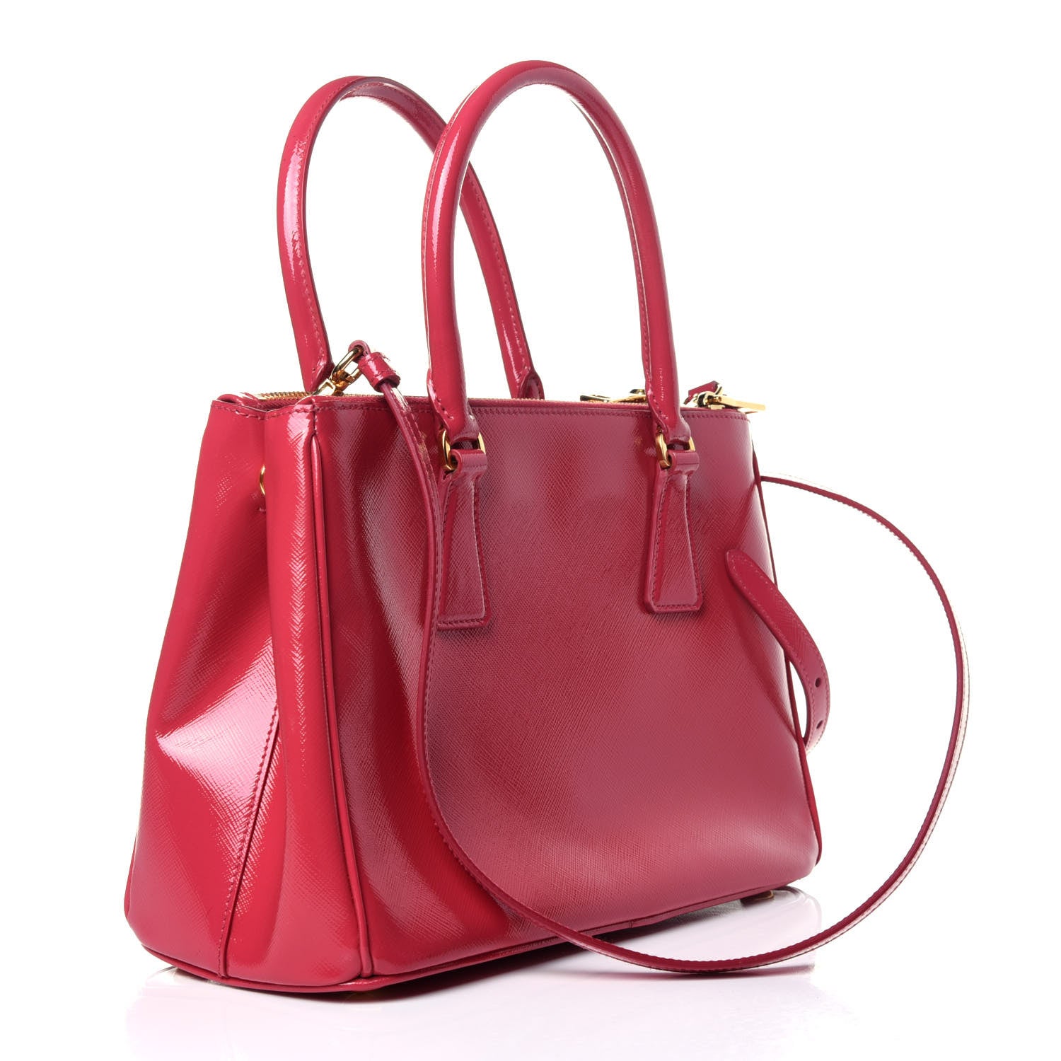Prada Saffiano Vernice Small Galleria Double Zip Tote Peonia 4 of 11