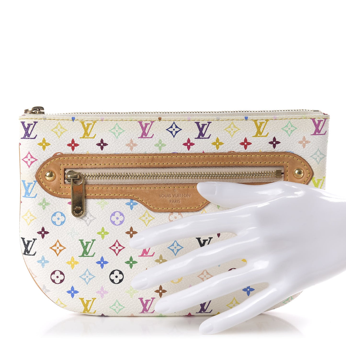 Monogram Multicolor Pochette Plate GM White