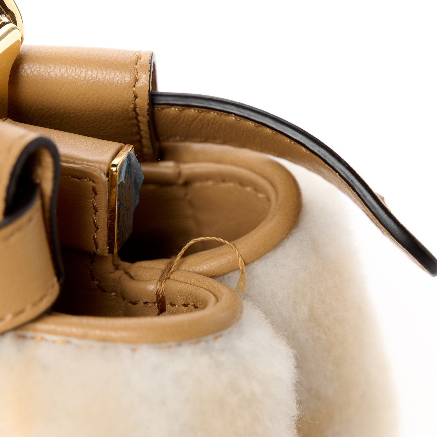 Fendi Shearling Nappa Macro FF 1974 Mini Peekaboo Iconic Satchel White Ice Cuoio Miele Scuro 12 of 12