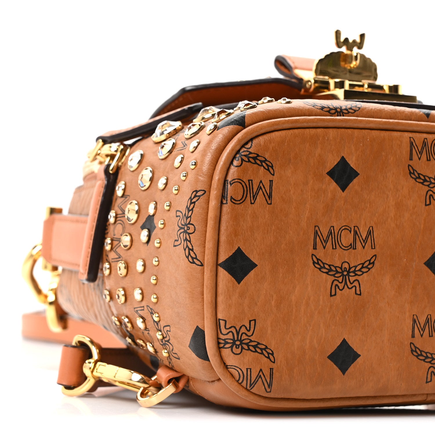 MCM Vistetos Crystal X-Mini Patricia Backpack Cognac 7 of 8