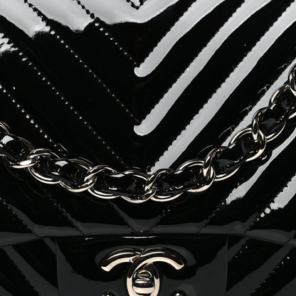 Chanel Patent Chevron Quilted Jumbo Double Flap Black 8 of 10