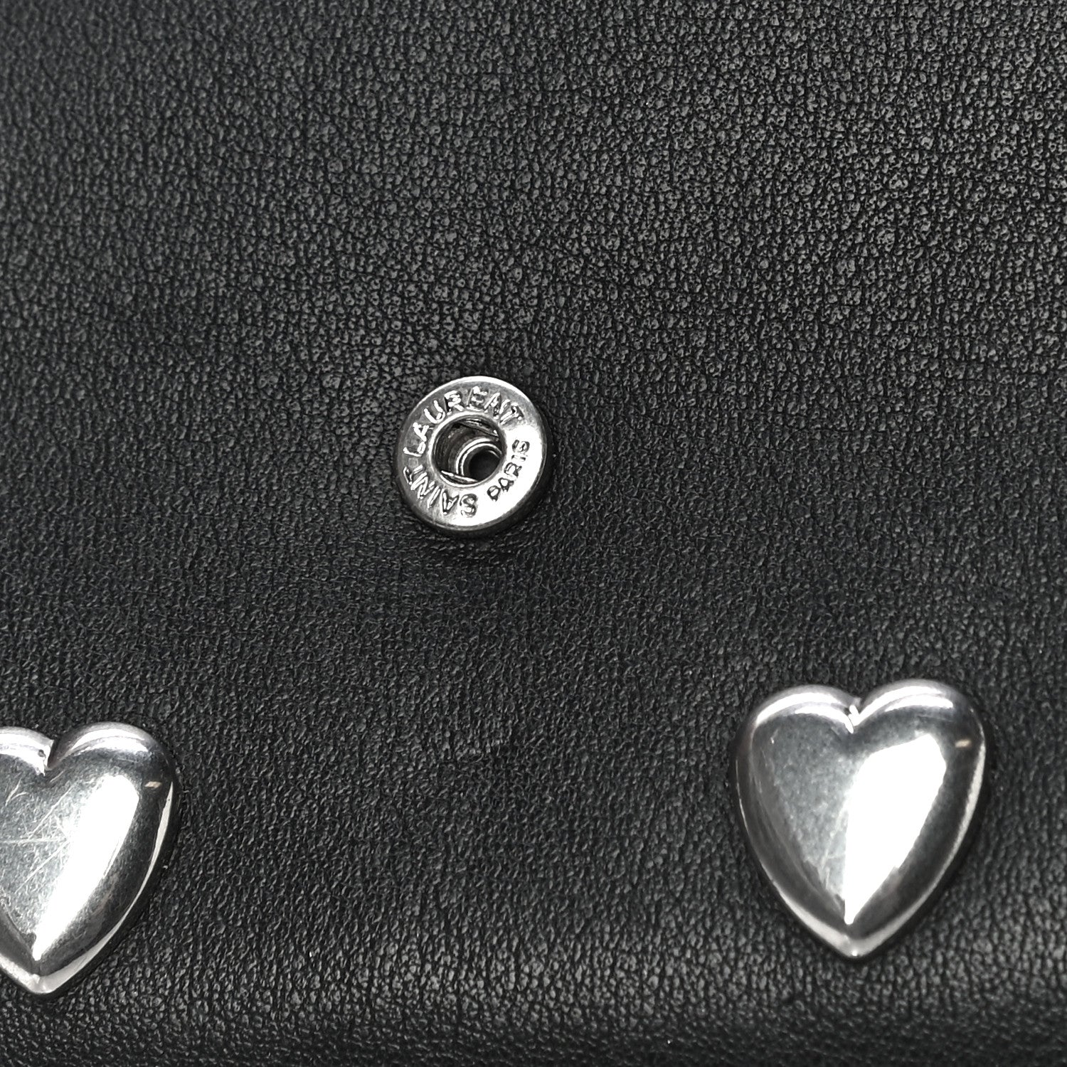 Saint Laurent Calfskin Heart Studded Small Envelope Wallet Black 13 of 13