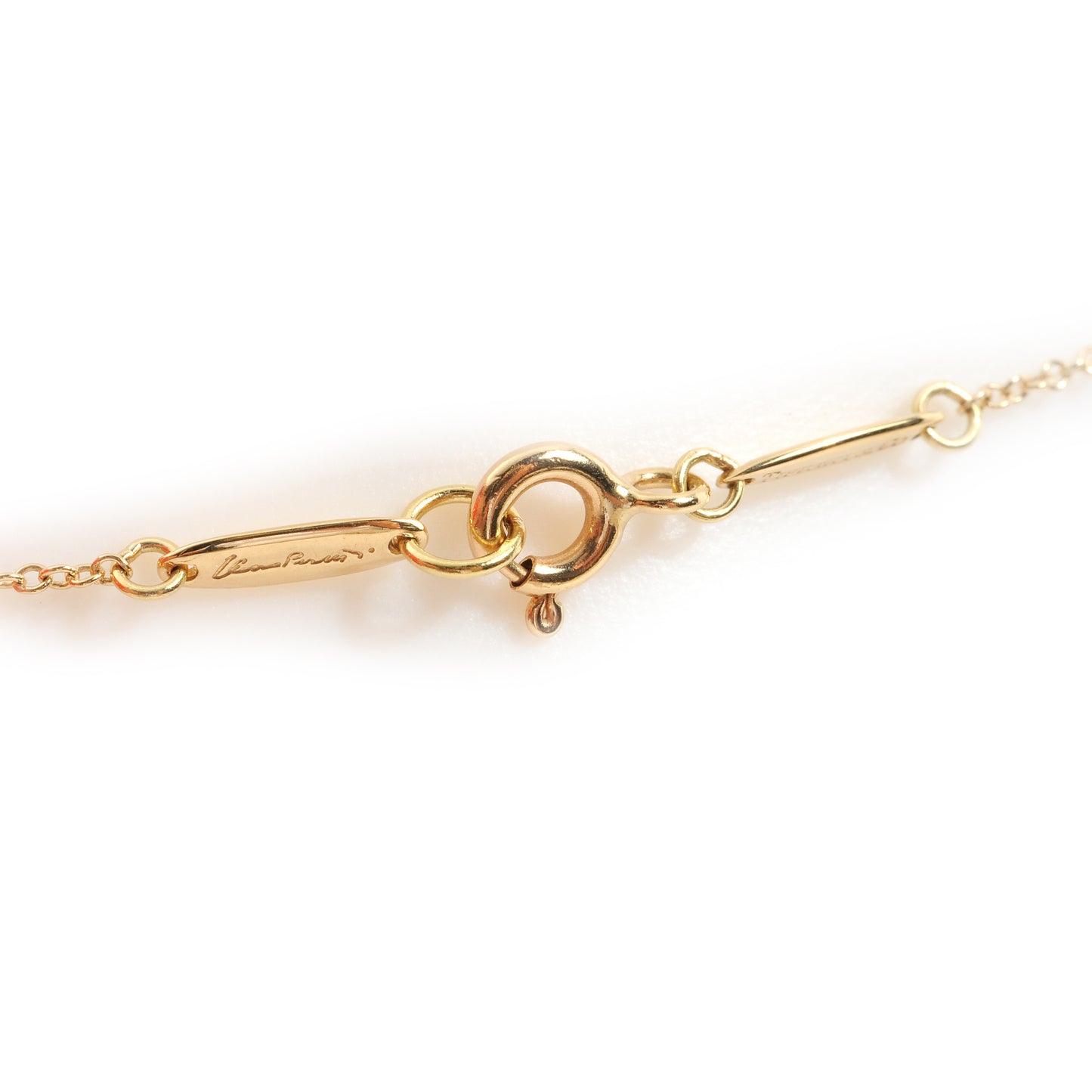 18K Yellow Gold Rock Crystal Quartz Elsa Peretti Open Heart Necklace
