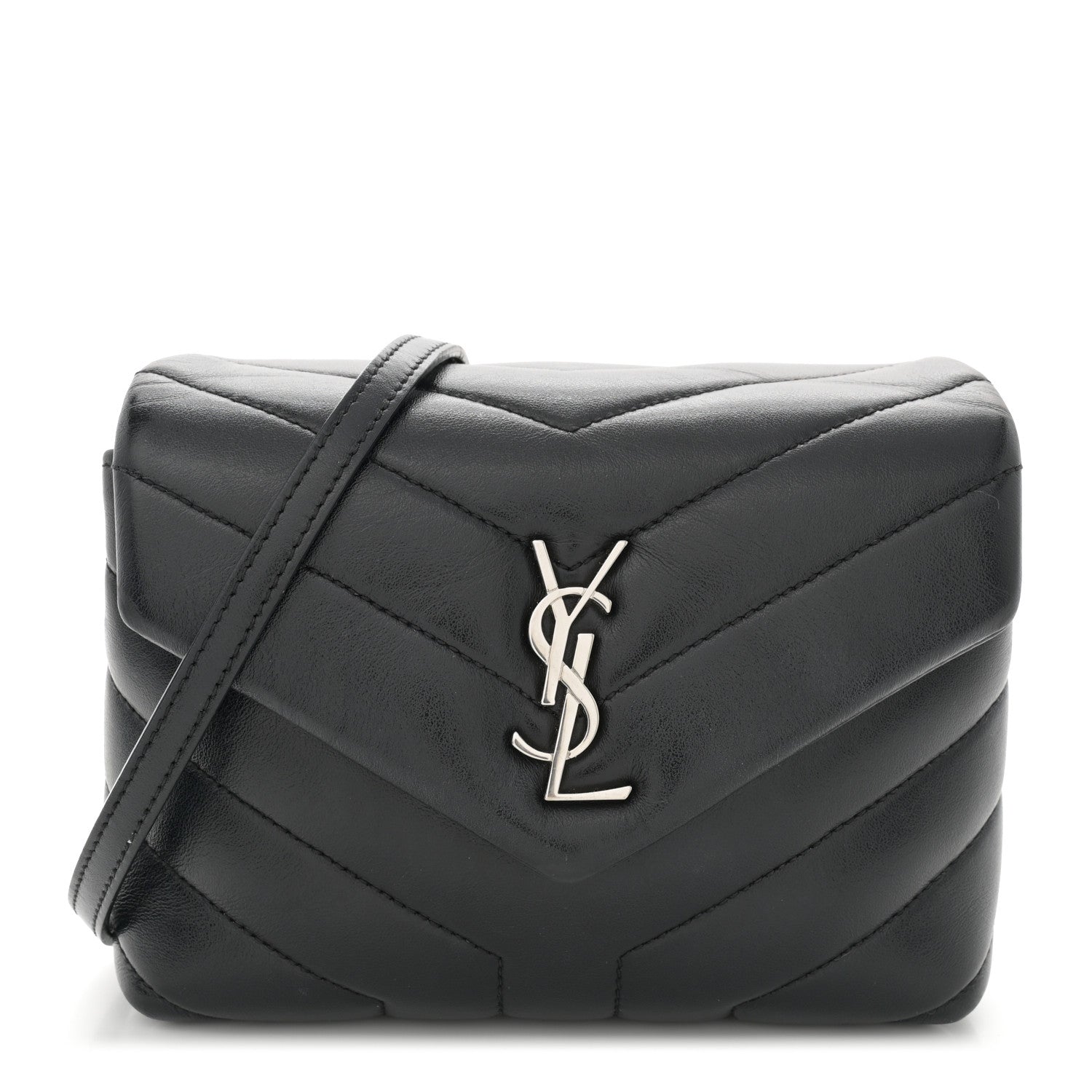 Saint Laurent Calfskin Y Quilted Monogram Toy Loulou Crossbody Bag Black 1 of 15