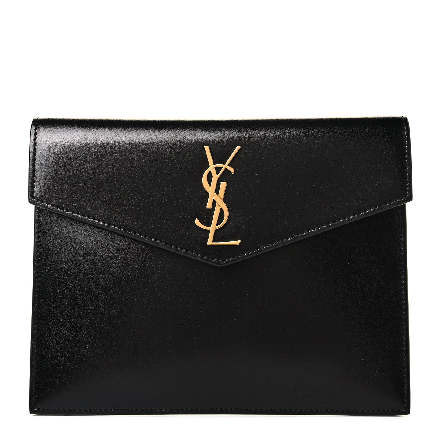 Smooth Shiny Calfskin Monogram Uptown Baby Pouch Black