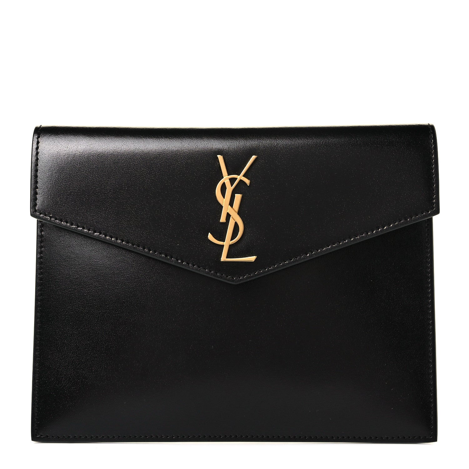 Saint Laurent Smooth Shiny Calfskin Monogram Uptown Baby Pouch Black 1 of 10
