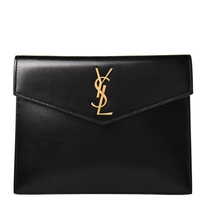 Saint Laurent Smooth Shiny Calfskin Monogram Uptown Baby Pouch Black 1 of 10