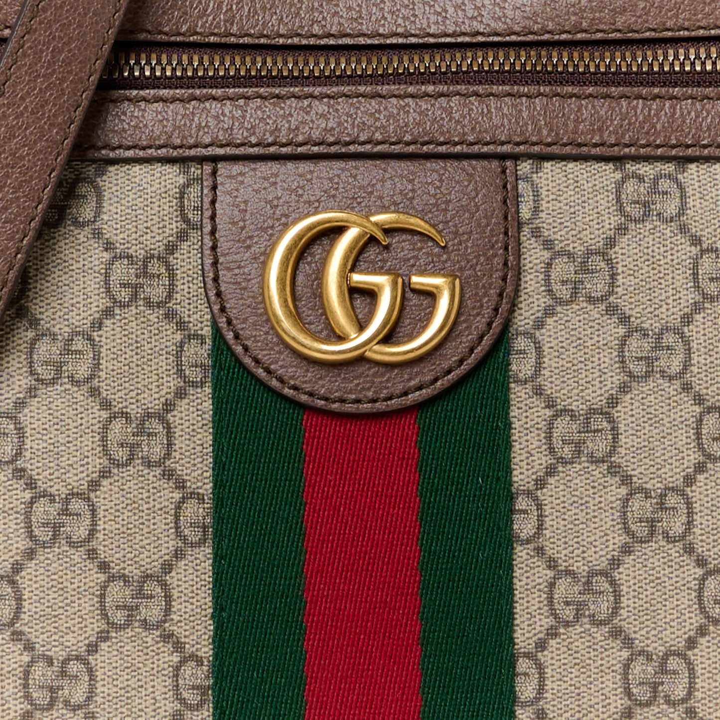 GG Supreme Monogram Web Small Ophidia Messenger Bag Brown