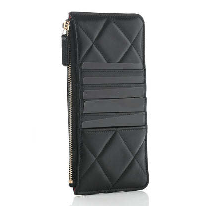 Chanel Goatskin Quilted Chanel 19 Flat Wallet Pouch Black 3 of 7
