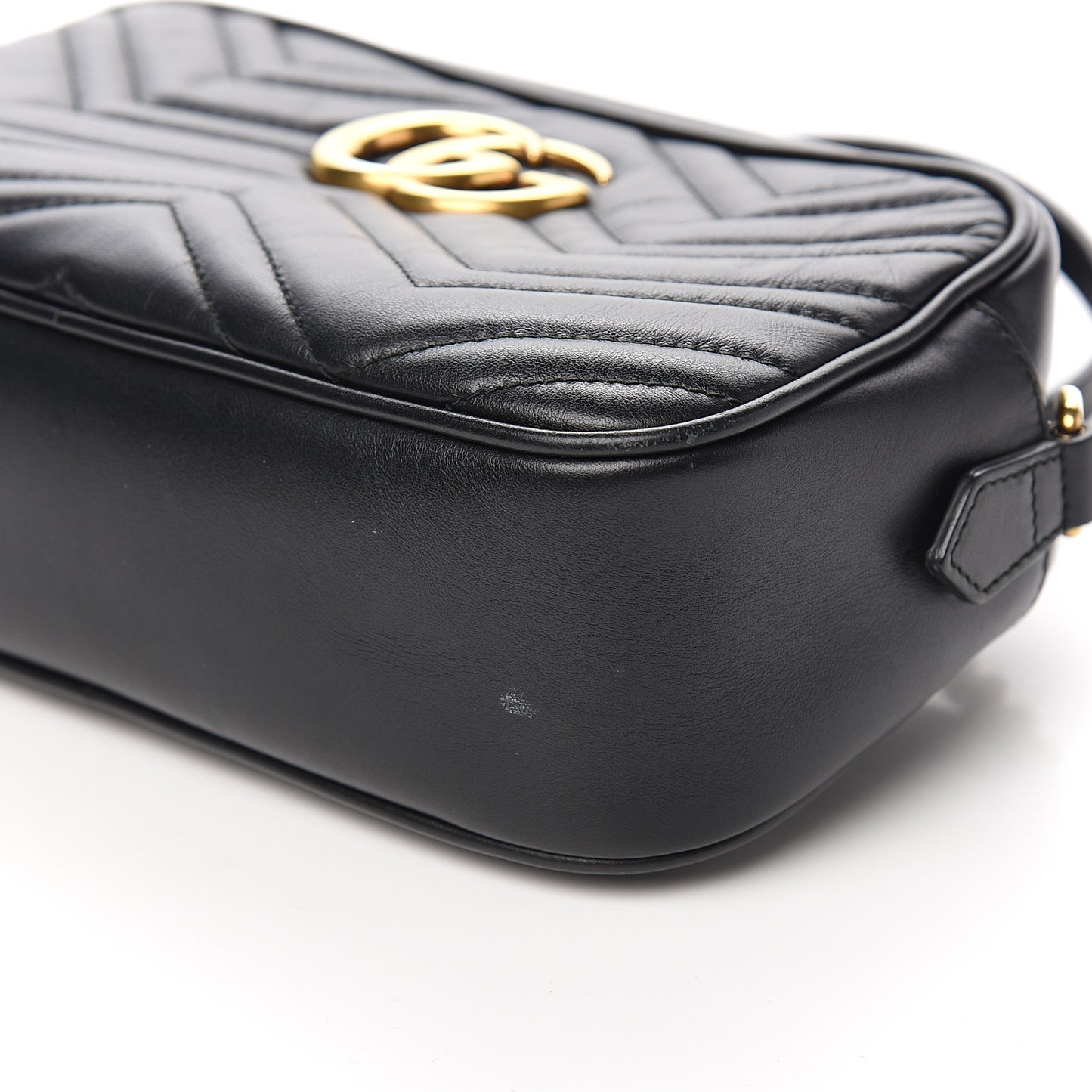 Calfskin Matelasse Small GG Marmont Chain Shoulder Bag Black