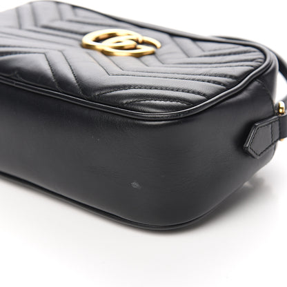 Gucci Calfskin Matelasse Small GG Marmont Chain Shoulder Bag Black 8 of 10