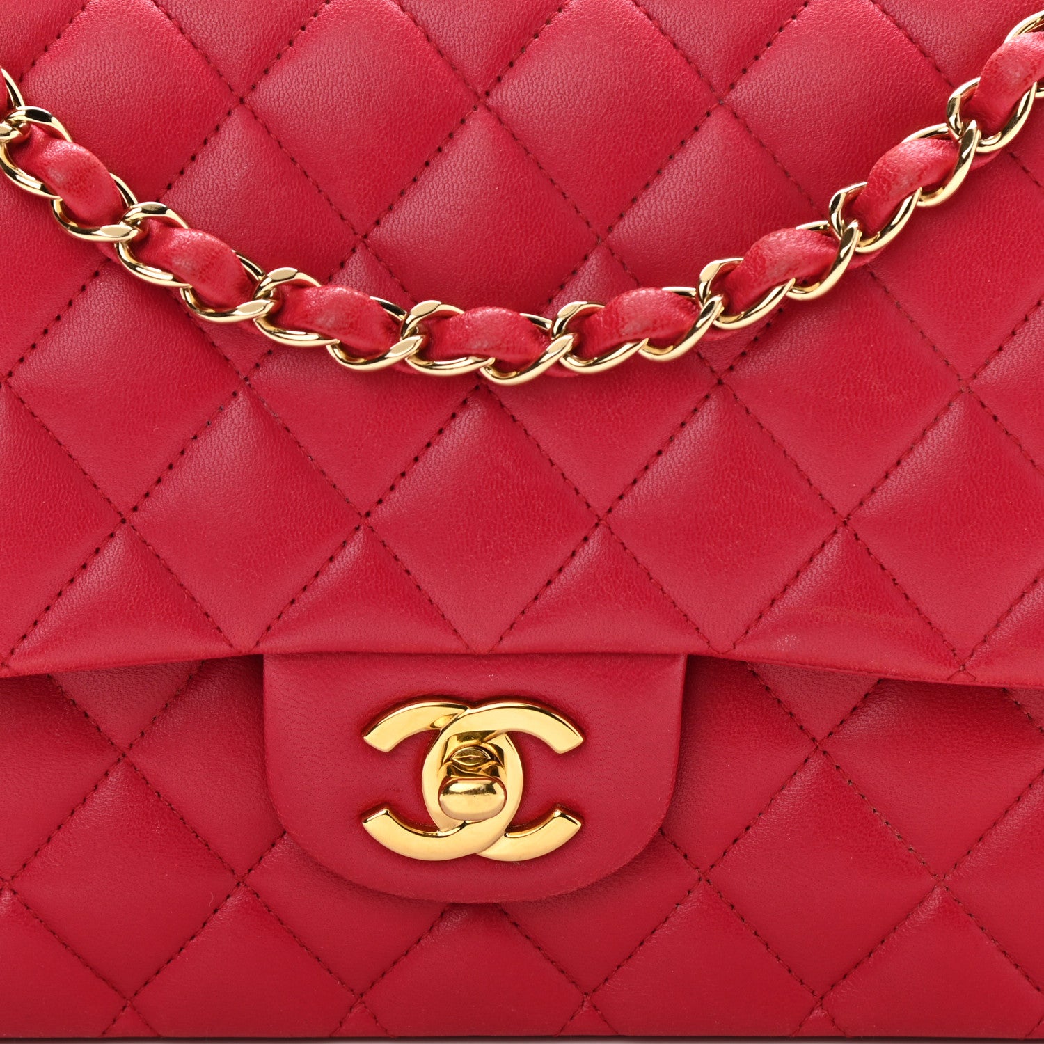 Chanel Lambskin Quilted Medium Double Flap Dark Pink 8 of 10