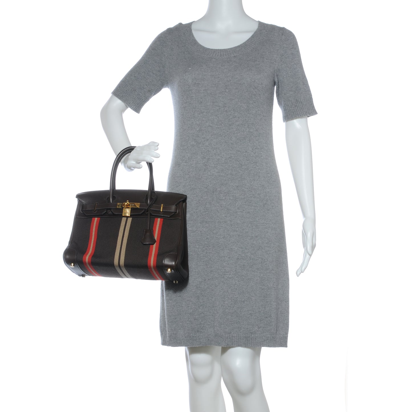 Toile Swift Striped Birkin 30 Chocolate
